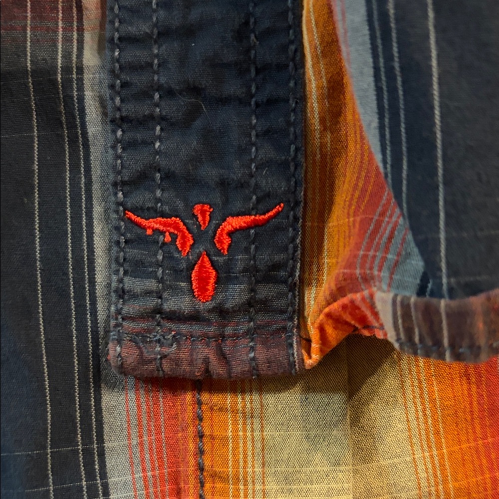 Wrangler Navy and Orange Plaid Shirt - Picture 8 of 10